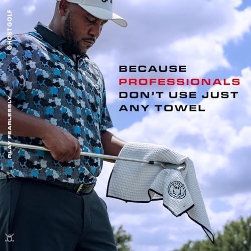 Ghost Golf Magnetic Towel (Caddie) - Ultra-Absorbent Microfiber Golf Towel | With Magnet for Golf Carts or Clubs - 18" x 40" Golfing Gear - Waffle Weave Pattern (Hot Pink) - color: Hot Pink
