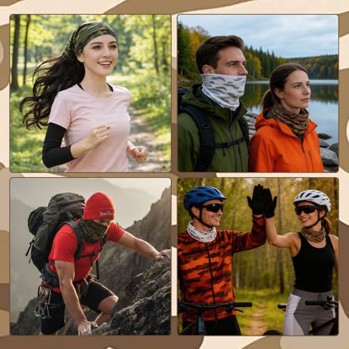 9 Pack Neck Gaiter Sun Protection Face Masks Breathable Windproof Face Cover UV Protection Bandana Scarf for Men Women - color: Camouflage