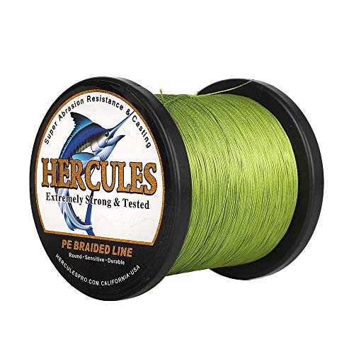 HERCULES Cost-Effective Super Cast 8 Strands Braided Fishing Line 10LB to 300LB Test for Salt-Water,109/328/547/1094 Yards(100M/300M/500M/1000M),Diam.#0.12MM-1.2MM,Hi-Grade Performance,Variety Colors - color: Army Green, size: 15LB-0.16MM-2187YDS(2000M)-8