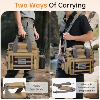 Fishing Tackle Bag - Holds 3400-3600 Size Tackle Boxes -Saltwater & Freshwater Fishing Bags - Padded Shoulder Strap Fishing Bags (Kahki) (Bag Only) - color: Kahki, style: Bag Only
