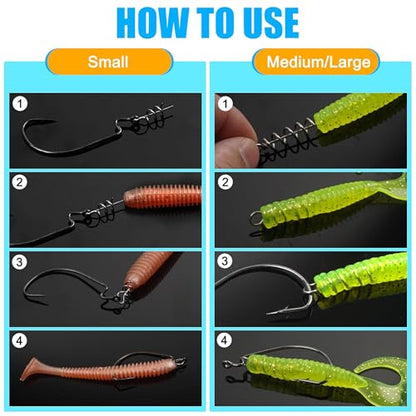 Soft Lure Bait Spring Twist Lock,100pcs Fishing Crank Hook Centering Pin Soft Lure Bait Worm Crank Swimbait Keeper Needle Springs Screw Lock Fixed Latch - size: L-100PCS