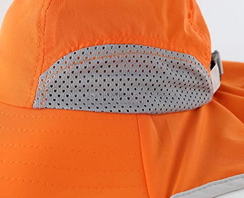 Connectyle Kids Sun Hat Adjustable Fishing Hat for Boys Grils Breathable UPF 50+ Protection Outdoor Beach Hat with Neck Flap - color: Orange