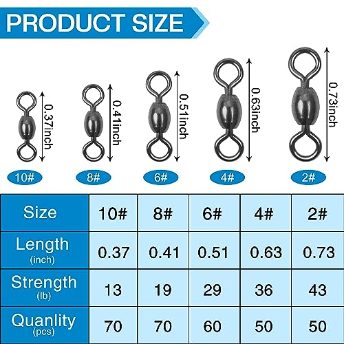 Shaddock Fishing 300pcs Barrel Swivels Fishing Tackles Saltwater Freshwater - color: 300pcs Black Crane Swivels