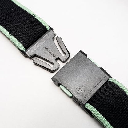 Arcade Belts A2 Unisex Adventure Belt: Heavy Duty Stretch, Metal Free Buckle - color: Atlas - Black/Mint, size: Standard (Up to 40"); 1.5" Wide