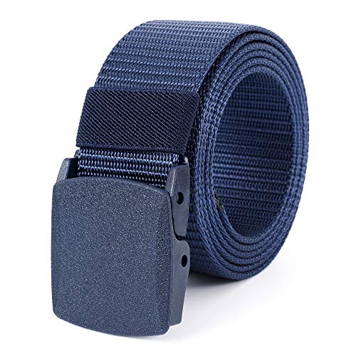 Mile High Life | Nylon Web Belt | Outdoor Military Belt | TSA Safe Buckle Plastic/Metal - color: Black-510navy 2pc