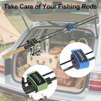 DONQL 12 Pcs Fishing Rod Straps, Stretchy Fishing Rod Tackle Ties, 6 Color Hook and Loop Pole Belts Casting Rods Belt with Fastening Pole Belts for Casting Rods Spinning