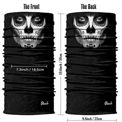 Obacle Skull Face Mask for Women Dust Wind Sun Protection Rave Festival Riding - color: Skull Gray Face Black Nose