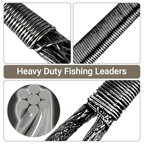 Atibin Steel Wire Fishing Leader Lure Stainless Snap Fishing Leaders Freshwater Saltwater Swivel Leader Wire Strong Black Nickel - size: Size #4 (11.8in-50lb) 30pcs