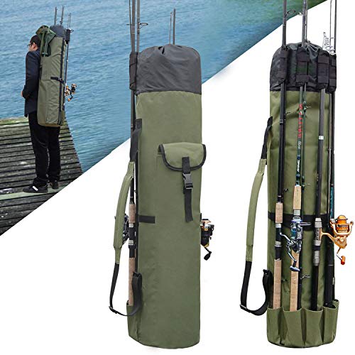 Fishing Tackle Pole Bag Rod Case, Folding Fishing Gear Storage Bag Case | Fishing Pole Case Reel Tackle Organizer Bag with Rod Holder, Oxford Fabric Portable Large Capacity, Fishing Gifts for Men