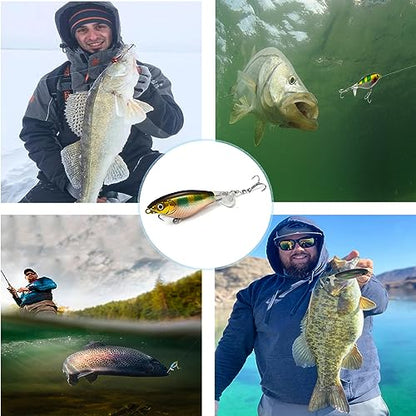 Top Water Fishing Lures 4PCS Fishing Lure for Bass Trout Pike Perch, Floating Bass Bait with Propeller Tail,Topwater Lure for Freshwater Saltwater
