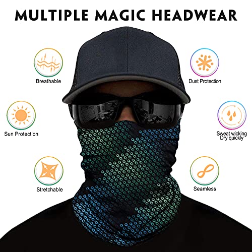 Venswell Neck Gaiter Face Mask Men Women,Seamless Bandana Rave Face Cover Scarf Mask,Balaclava,Headband, Head Wrap,Headwear - color: B-black Gray Series 2