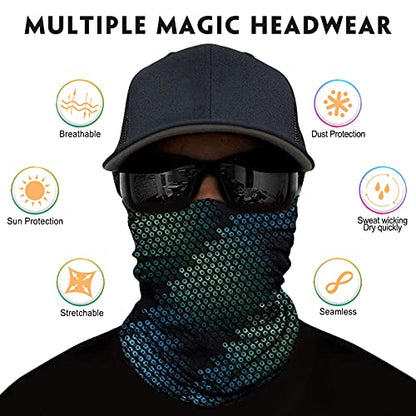 Venswell Neck Gaiter Face Mask Men Women,Seamless Bandana Rave Face Cover Scarf Mask,Balaclava,Headband, Head Wrap,Headwear - color: B-black Gray Series 2