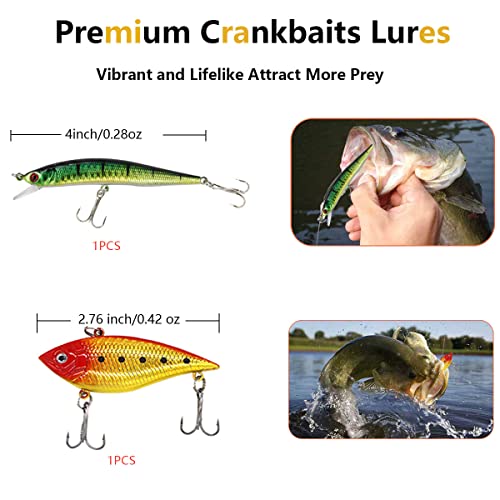 Fishing Lures Kit Set, Baits Tackle Including Crankbaits, Topwater Lures, Spinnerbaits, Worms, Jigs, Hooks, Tackle Box and More Fishing Gear Lures for Bass Trout - color: 30Pcs Fishing Lures Kit