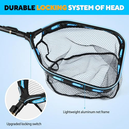 PLUSINNO Floating Fishing Net with Telescoping Handle, Carbon Fiber Ultralight Long Fish Net, Collapsible Landing Net 6.56/7.86Ft, Fishing Gear Kayak Accessories for Bass Trout Salmon - style: 7.86 Ft / 2.4m Full Length