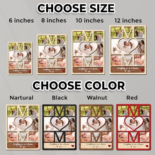 Personalized Wooden Mom Picture Frame, Custom Mother's Day Frame with Photo, Best Mom Ever Gifts, Gift Ideas for Mum Birthday from Daughter Son, Meaningful Gifts for Wife From Husband - color: 0. Mom-02