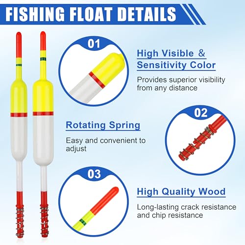 Wood Slip Bobbers Fishing Floats and Bobbers Spring Oval Stick Slip Floats for Crappie Catfish Trout Panfish Walleyes Bass Fishing 10/20pcs - color: 2.36in*0.67in*5.63in-10pcs