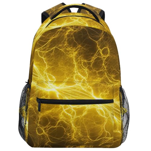 Pfrewn Kids Backpack for Boys Hot Yellow Lightning Electrical Backpacks Lightweight School Bag 17" - color: Cowgirl, size: 12x7.3x16.9in