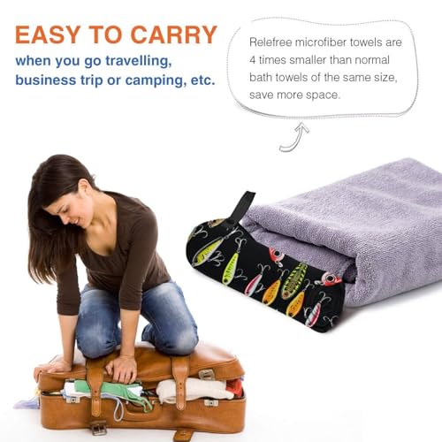 Fishing Lure Print Quick Dry Towel 16x31.5in Ultra-Absorbent Microfiber Towel for Travel, Gym, and Outdoor Adventures