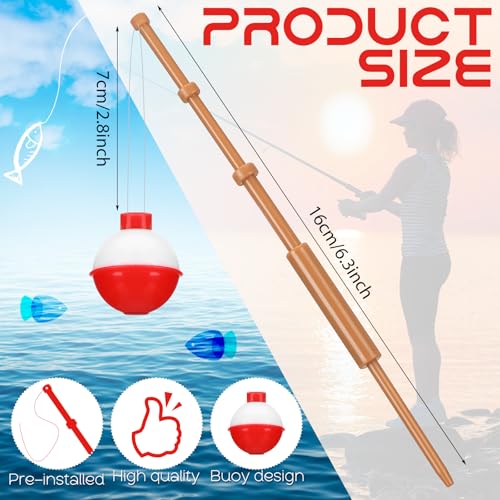 Reallnaive 24 Pcs Fishing Float Cupcake Toppers Fisherman Pole Picks Party Supplies Bulk, 3D Fish Bobber Push Button Round Buoy Floats for Fishing Birthday Party Decorations(Bobber) - style: Bobber