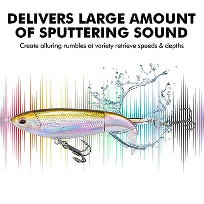 TRUSCEND Popobait Easy Catch Fishing Lures with BKK Hooks, Instant Startup, Longer Cast, Balanced Spray/Sound/Swim, Plopper Topwater Lures for Bass, Trout, Pike, Walleye, Freshwater Saltwater Fishing - color: D-3.5",0.35oz