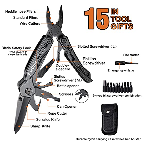 15 in 1 Multitool Pliers, Gifts for Men, White Elephant Gifts for Adults, Stocking Stuffers for Men, Christmas Gift for Dad Him, Husband, Boyfriend, Grandpa - style: Multitool Knife