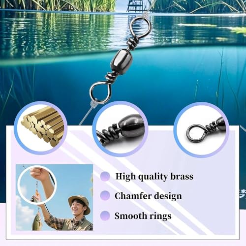 Fishing Barrel Swivels - 50Pcs/100pcs Solid Ring Rolling Swivel Connector High Strength Fishing Terminal Tackle for Saltwater Sea Fishing - size: 1/0#