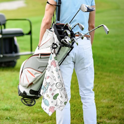 Funny Golf's Theme Golf Towel for Golf Bags Pink Golf's Accessories Doodles Golf Towels with Clip Cartoon Carts Waffle Towels Cleaning Cloth 2 Packs for Men Golfer, Birthday Holiday Present - color: Pink