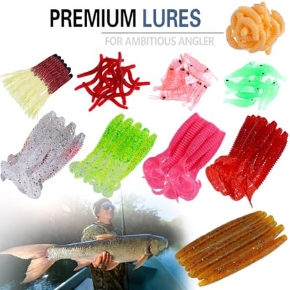 PLUSINNO Fishing Lures, All-in-One Fishing Tackle Box with Tackle Included, Fishing Gear Lure Bait Accessories Kit for Freshwater Bass Trout, Ideal Fishing Gifts for Men, Father & Beginners - color: 302Pcs Fishing Lures Kit