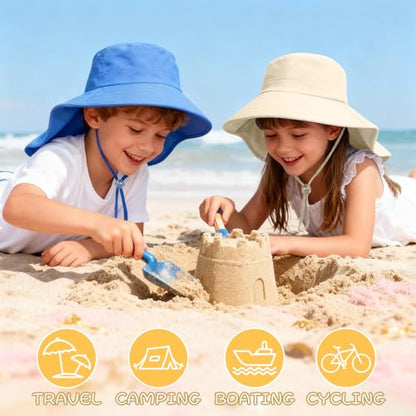 ZOORON Outdoor Kids Sun Hat with Neck Flap UPF 50+ Sun Protection Fishing Hat Wide Brim Summer Kids Beach Hats for Girls Boys - color: 1pack-beige