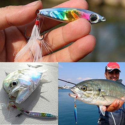 Sougayilang Jigs Fishing Lures Sinking Metal Spoons Micro Jigging Bait - color: A-2.56in/1.16oz-5PCS with BOX