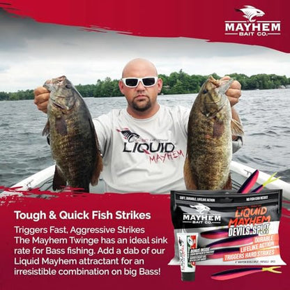 Liquid Mayhem Devils Split 4” – Soft Plastic Lures for Bass & Walleye with Fast Darting Action – Includes Bonus 10ml Attractant – 6 Baits Each Pack - size: 4" Kit - 3 Pack, style: Popsicle