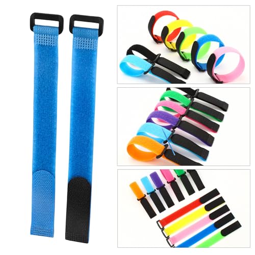 12Pcs Tie Belts Suspenders Fastener Cable Fishing Rod Holder Strap Fishing Accessory Wrap Band Holder High Strength - color: Blue