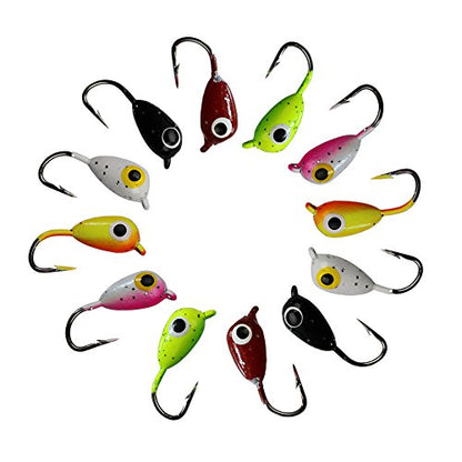 Ice Fishing Jigs Lead Jig Heads Fishing Lure Jigs Winter Metal Lures - color: 0.71inch/0.08oz-12pcs