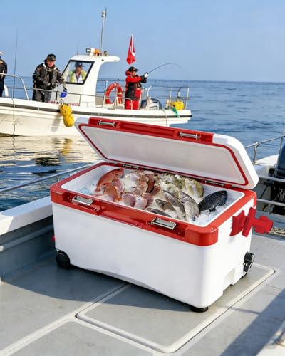 38QT Multifunctional Fishing Cooler Box with Retractable Legs, Insulated Ice Chest for Fishing Camping Outdoor
