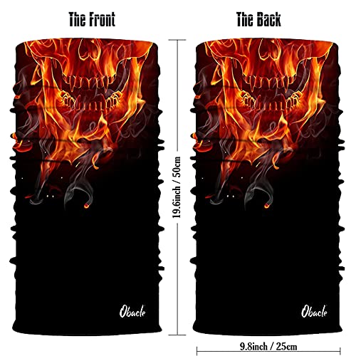 Obacle Bandana Face Mask Neck Gaiter Tube Mask Men Women for Sun Dust Protection - color: Skull Gold Fire Face