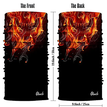 Obacle Bandana Face Mask Neck Gaiter Tube Mask Men Women for Sun Dust Protection - color: Skull Gold Fire Face