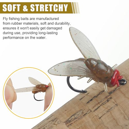 Bionic Fly Fishing Bait,18pcs/36pcs Trout Jig Swimbait Fly Hook Soft Bait Dry Flies Fly Fishing Lures Assortment Kit Attractant Fishing Gear Artificial Fishing Lure Panfish Lure Set - color: Browm-18PCS