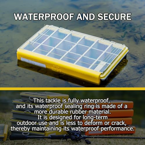 Deluxe Fishing Tackle Box, Waterproof 3600 and 3700 Tackle Trays, Organizer with Removable Dividers, Sealed Lure Box and Terminal Tackle Storage (2, 3600 Yellow) - color: 3600 Yellow 2 packs