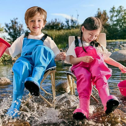 SooGree Kids Chest Wader with Non-Slip Boots,Youth Fishing Hunting Waterproof Waiters, Children Boys Girls Breathable Waders - color: Pink, size: Foot length：6.89"；Height：35.43"-43.3"