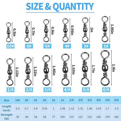 Barrel Swivels Stainless Steel Fishing Swivel Brass Black Nickle Barrel Fishing Swivel Solid Ring Fishing Tackle Line Connector Freshwater Rolling Swivels 35lb-165lb - size: #4 (66lb) 50pcs