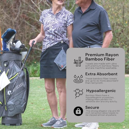 Clippable & Retractable Towels are Perfect for Exercise, Golf, Hiking, Automotive, Fishing, Sports, Yard Work & More (Dark Grey, 10x10 inch (Regular)) | Hands Free Towels Perfect for Gym, Running, Hiking, Fishing, Sports, Yard Work, Theme Parks, Stadiums,