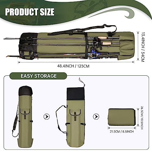 Fishing Pole Bag Rod Case, Folding Fishing Pole Bag Fishing Gear - color: Green