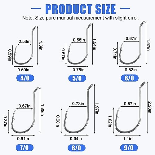 Octopus Fishing Hooks-120pcs Sport Circle Hooks Beak Offset Fishing Hooks Sharp High Carbon Steel Fishing Jig Hooks Black Fishhook for Saltwater Bass 8-9/0 - size: 4/0-120PCS