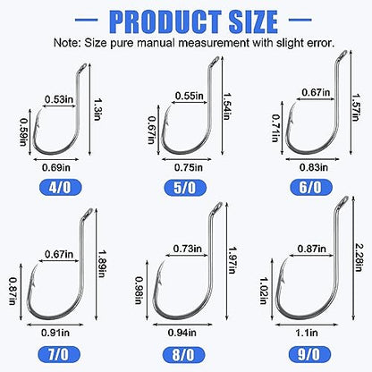 Octopus Fishing Hooks-120pcs Sport Circle Hooks Beak Offset Fishing Hooks Sharp High Carbon Steel Fishing Jig Hooks Black Fishhook for Saltwater Bass 8-9/0 - size: 2/0-120PCS