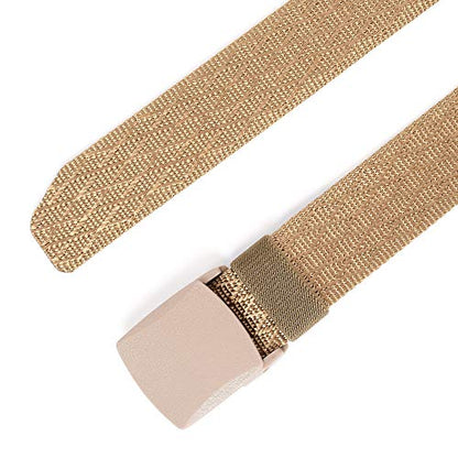 Mile High Life | Nylon Web Belt | Outdoor Military Belt | TSA Safe Buckle Plastic/Metal - color: Khaki 530 Cross