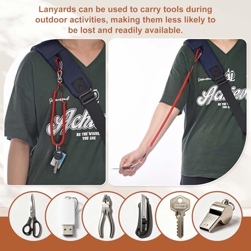 PATIKIL Fishing Lanyard, (118.11" Length, Black) (3Pcs), Retractable Coiled Tether Anti-Lost Rope Coiled with Carabiners and 360° Safety Buckle, Suit for - Fishing/Hunting/Hiking/Boating - color: Black, size: 118.11"
