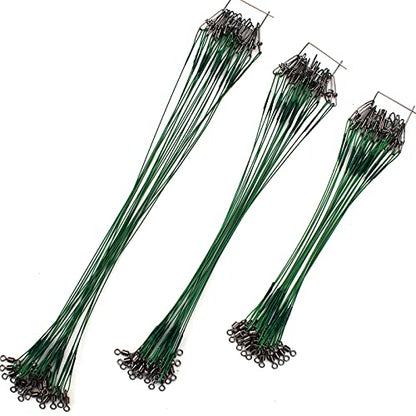 Fishing Leaders, Fish Line Stainless Steel Wire with Swivels Snap Connect Fishing Gear and Equipment Tackle Kit, for Lures Bait Rig Or Hooks, Fishing Gift - color: 50LB 60PCS Green