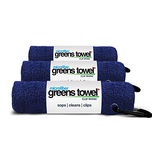 Navy Blue 3 Pack Golf Towel Set for Golf Bags with Clip, Plush Microfiber Nap Fabric, 16x16, The Original (Classic Navy) - color: Classic Navy