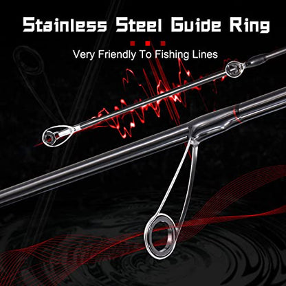 Sougayilang Fishing Rods, Spinning Rods and Casting Fishing Rods, with Full Carbon Fiber Handle, 24T Carbon Fiber 2PCS Fishing Pole for Long Casting Bass, Trout, Panfish - size: Spin-7'00''