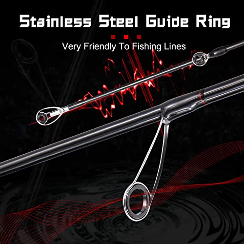 Sougayilang Fishing Rods, Spinning Rods and Casting Fishing Rods, with Full Carbon Fiber Handle, 24T Carbon Fiber 2PCS Fishing Pole for Long Casting Bass, Trout, Panfish - size: Spin-7'00''